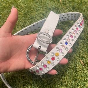 White rainbow gem belt